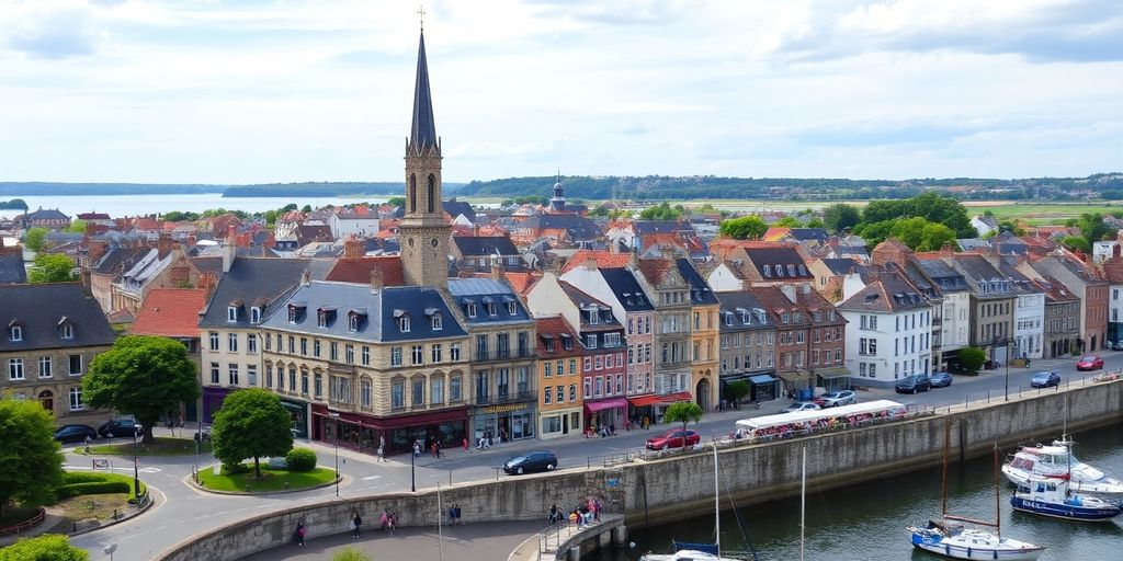 Vue de Vannes avec son architecture historique et sa marina.