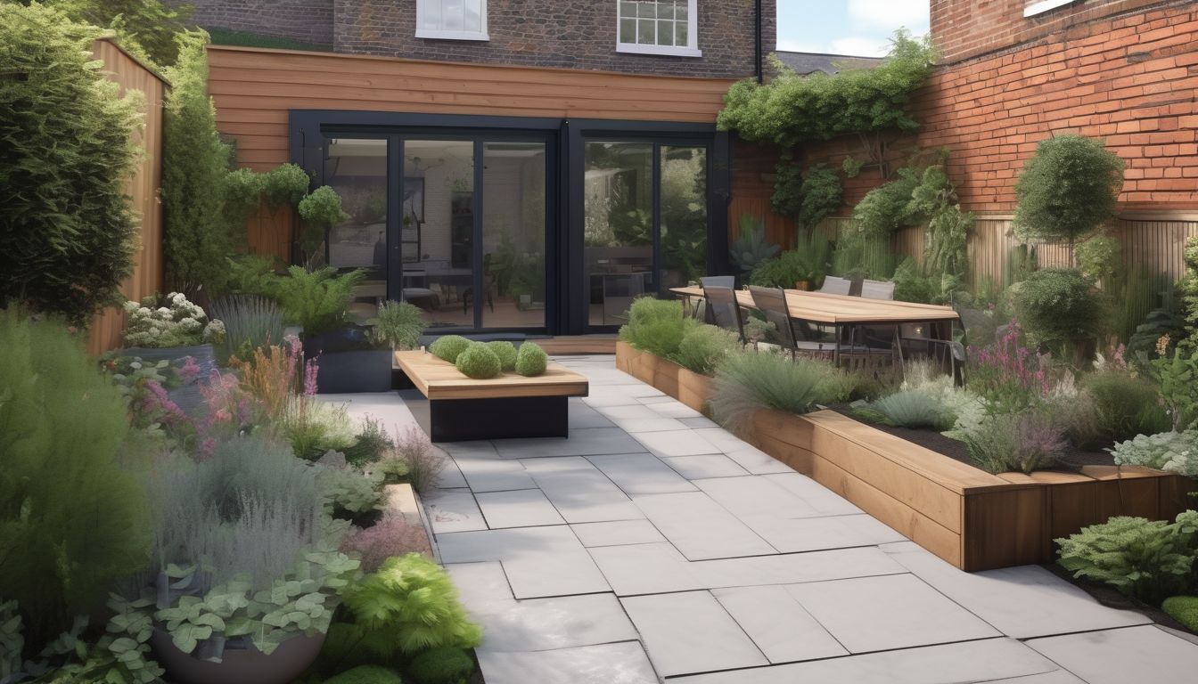 urban UK garden with aesthetic enhancements