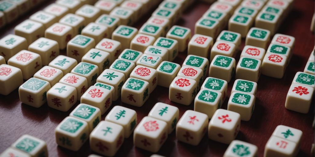 Various Mahjong tiles showcasing regional differences and designs.