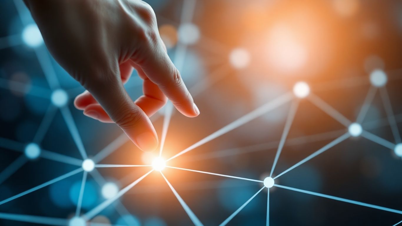 Hand placing digital link into network