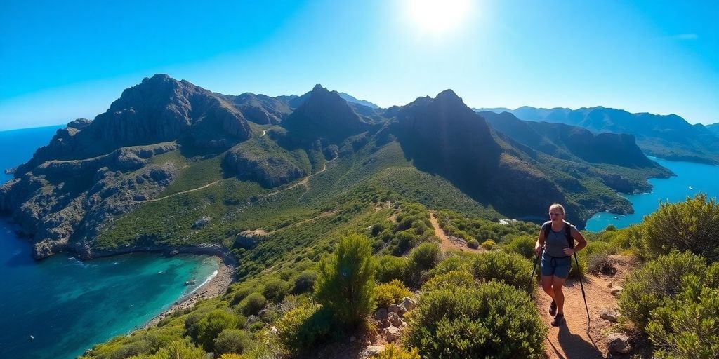 Wanderer auf einem atemberaubenden Pfad in Kreta.