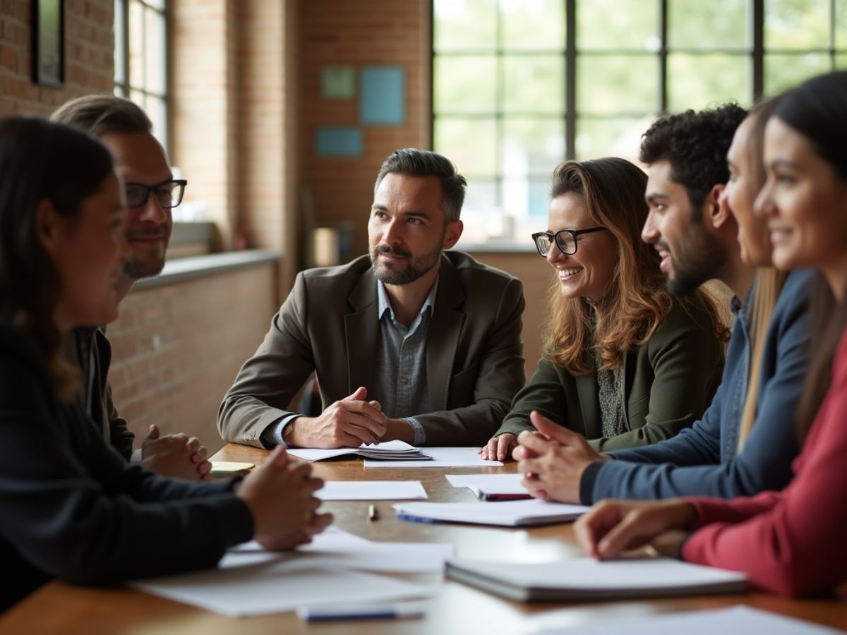 Grup divers de oameni discutând despre drepturile legale.