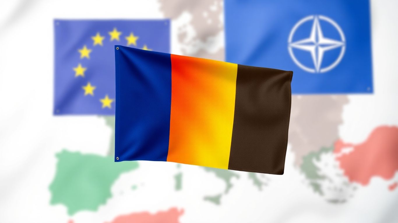 Steagul României, UE și NATO, vecini estici