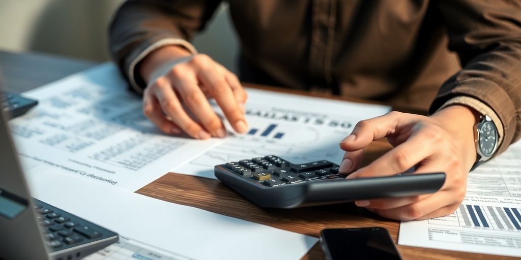 Personne calculant des finances pour un remboursement anticipé.