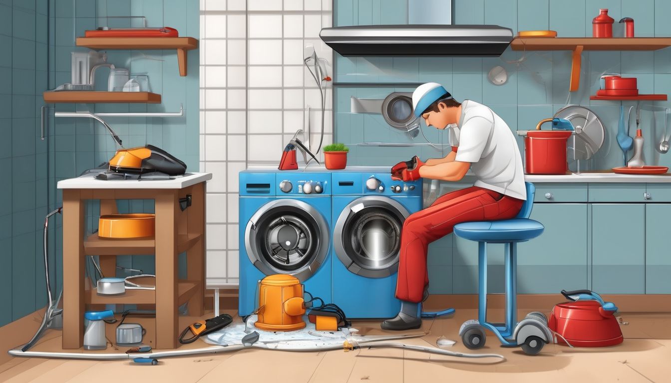 person repairing a home appliance safely