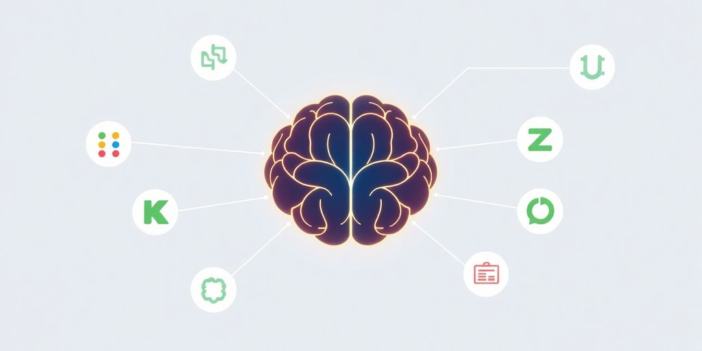 AI agent connecting with Slack, Zapier, and other apps.