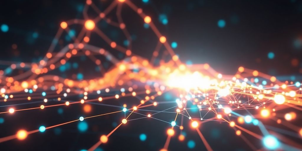 Futuristic AI chat interfaces interacting.