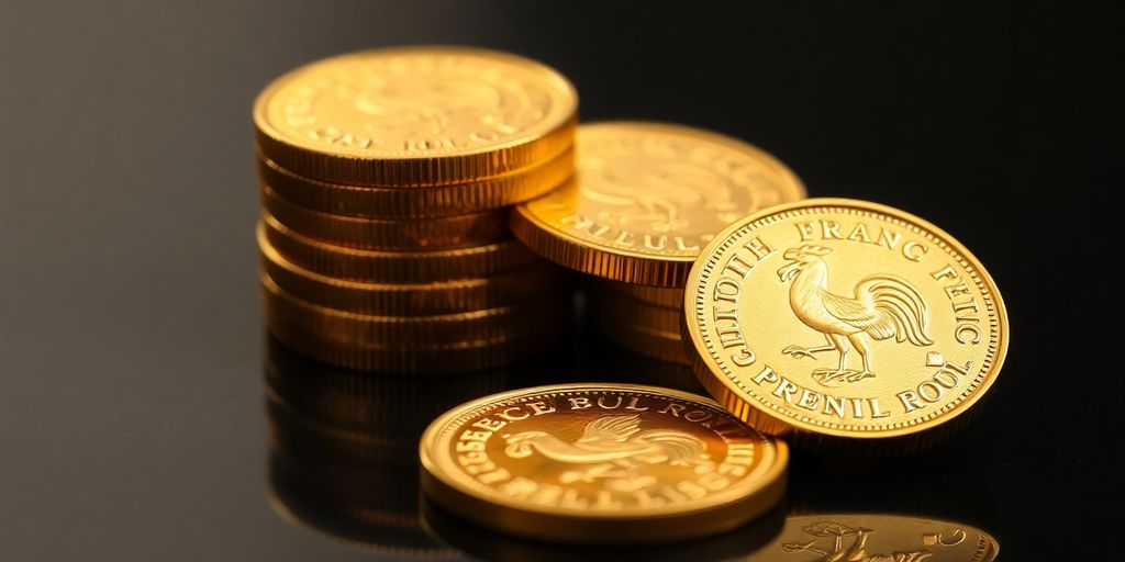 Pièces d'or françaises empilées