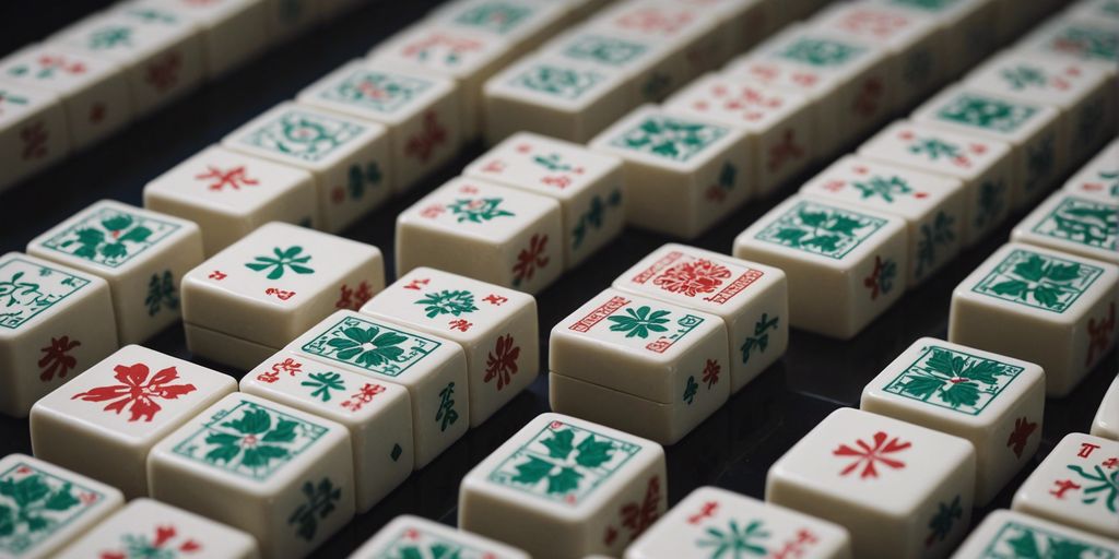 Mahjong tiles of different sizes arranged in a pattern.