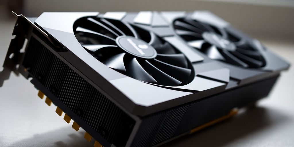 Primo piano di una scheda grafica Saplos GTX 1050