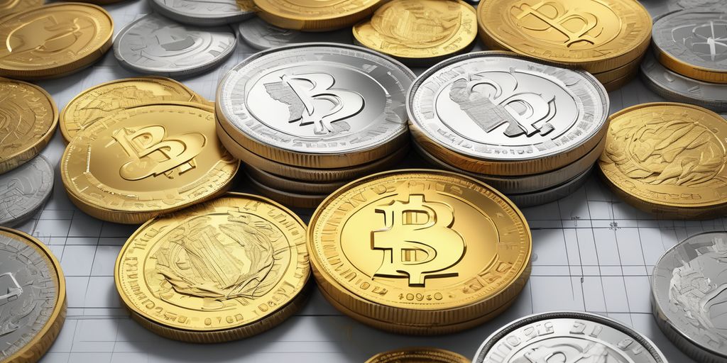 gold and silver coins with inflation graph background