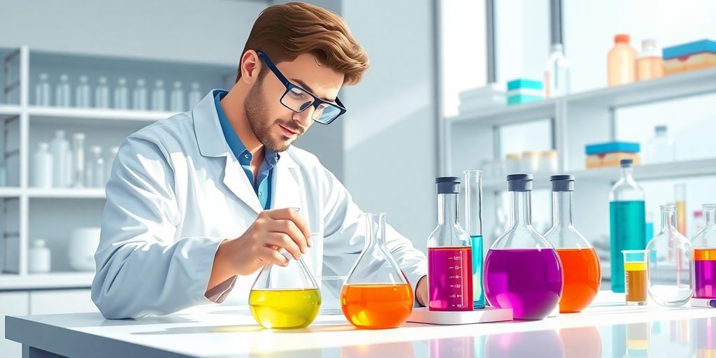 Chemist in lab, illustrative image