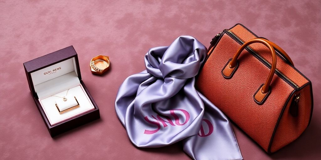 Luxury gifts for wives on a velvet background.