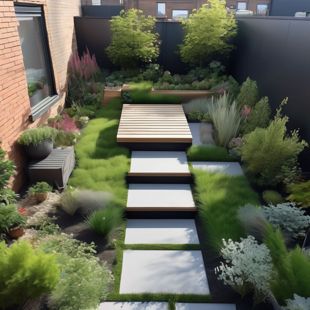 innovative small garden landscape design in urban setting