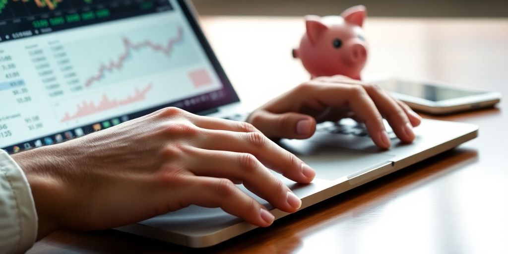 Person viewing retirement savings on laptop.