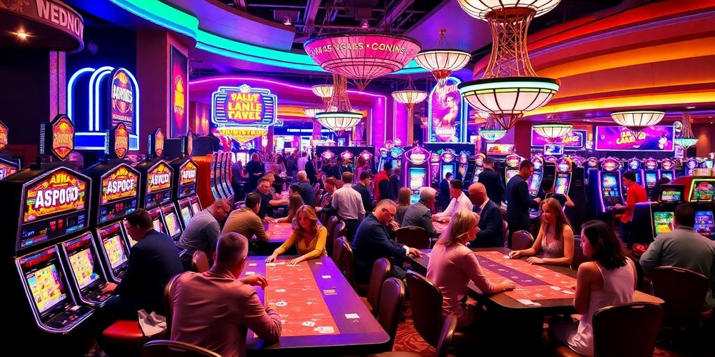 ผู้เล่นในคาสิโนสดที่มีแสงสีสันตระการตา