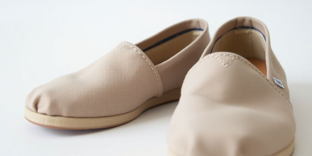 A pair of TOMS shoes, minimalist design.