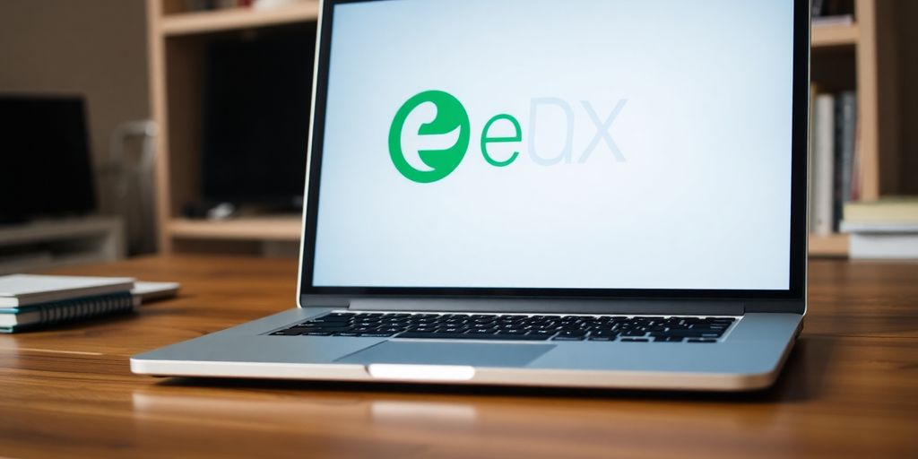 Laptop with edX logo on screen.