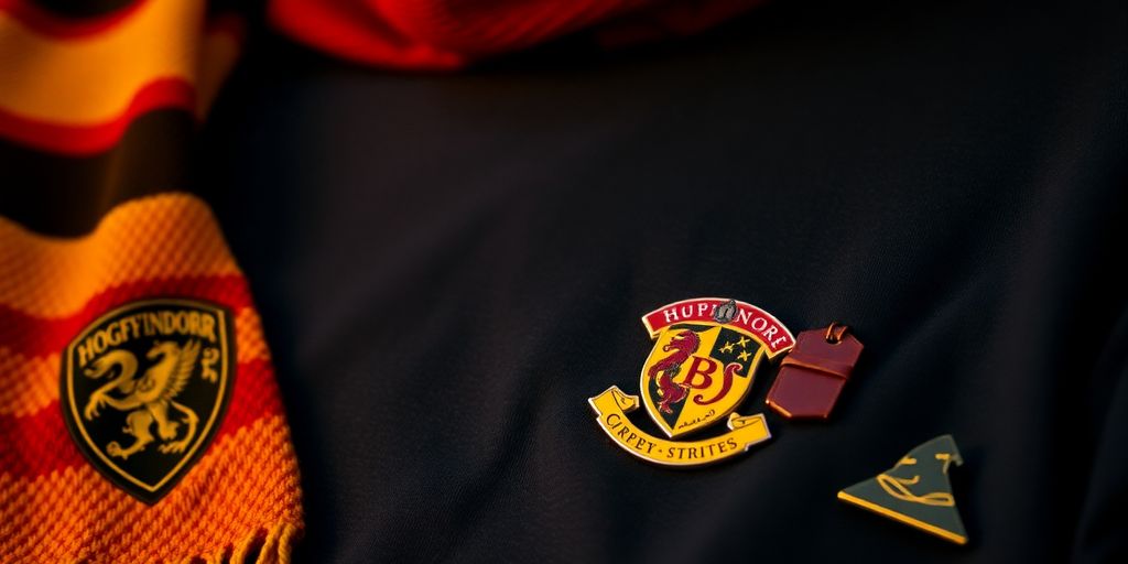 Harry Potter themed apparel and accessories display.