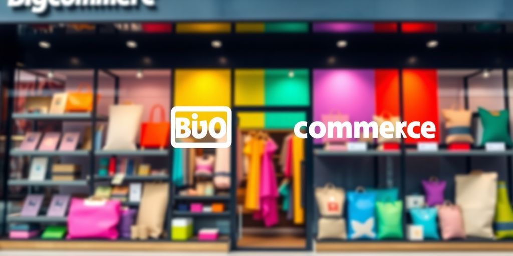 E-commerce store with BigCommerce logo.