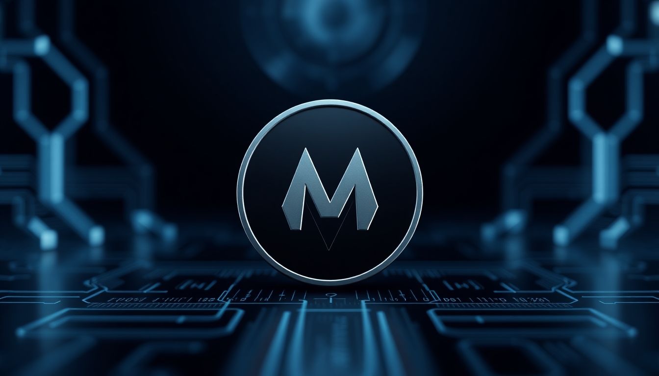 Monero coin on a dark background, symbolizing privacy.