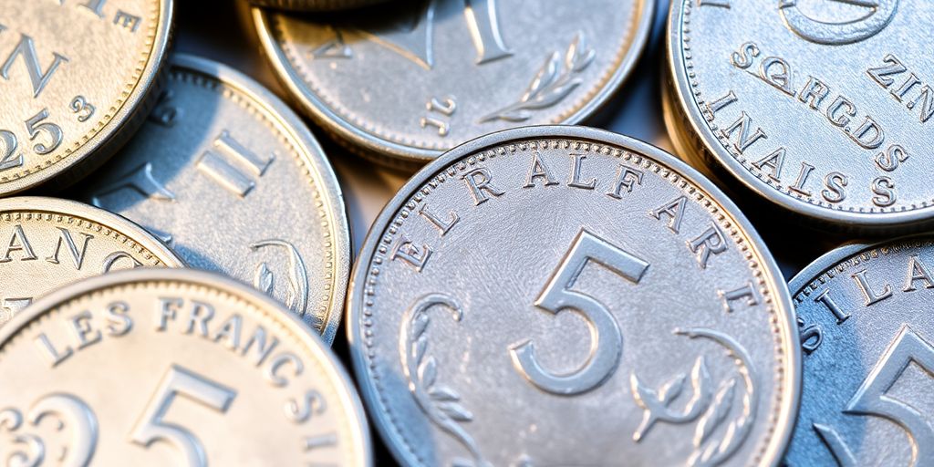 Pièces de 5 francs en argent anciennes.