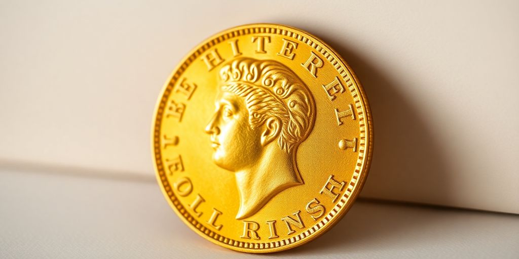 Une pièce de Napoléon en or sur fond neutre.
