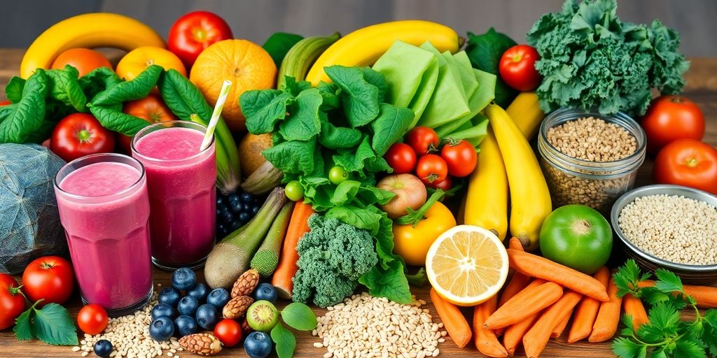 Fresh fruits and vegetables promoting a healthy diet.