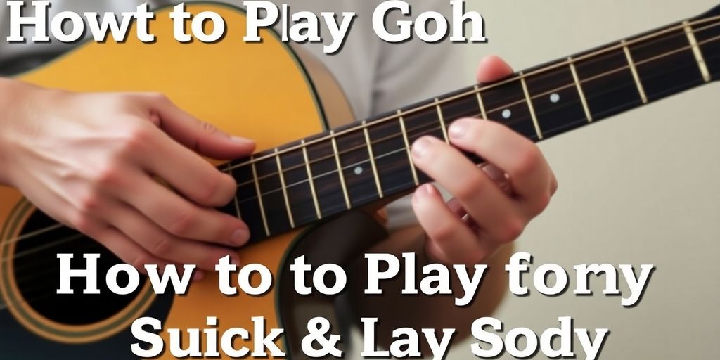 Hands playing basic guitar chords on an acoustic guitar.