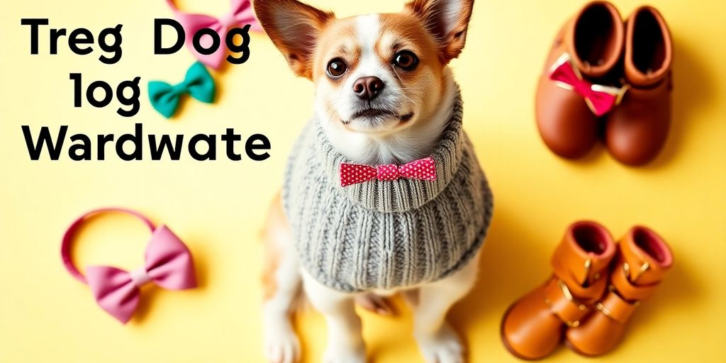 Stylish dog with accessories and colorful clothing options.