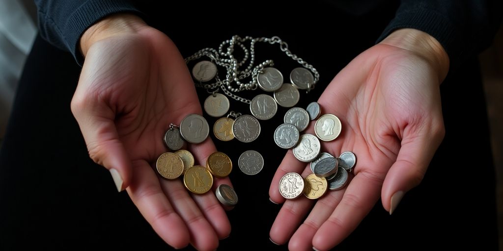 Bourse avec pièces d'argent brillantes
