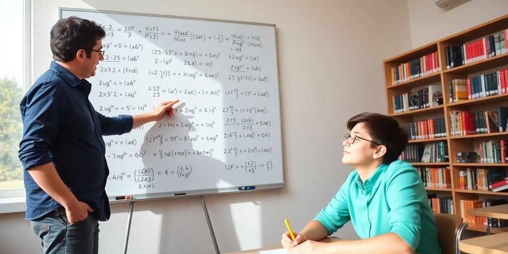Person teaching math, illustrative