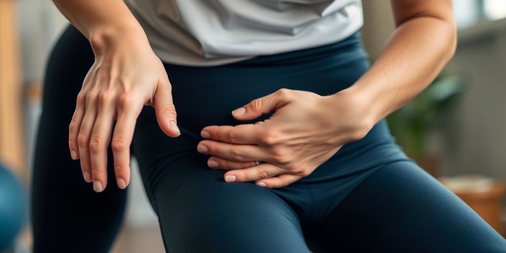 Person stretching sore abdominal muscles after a workout.
