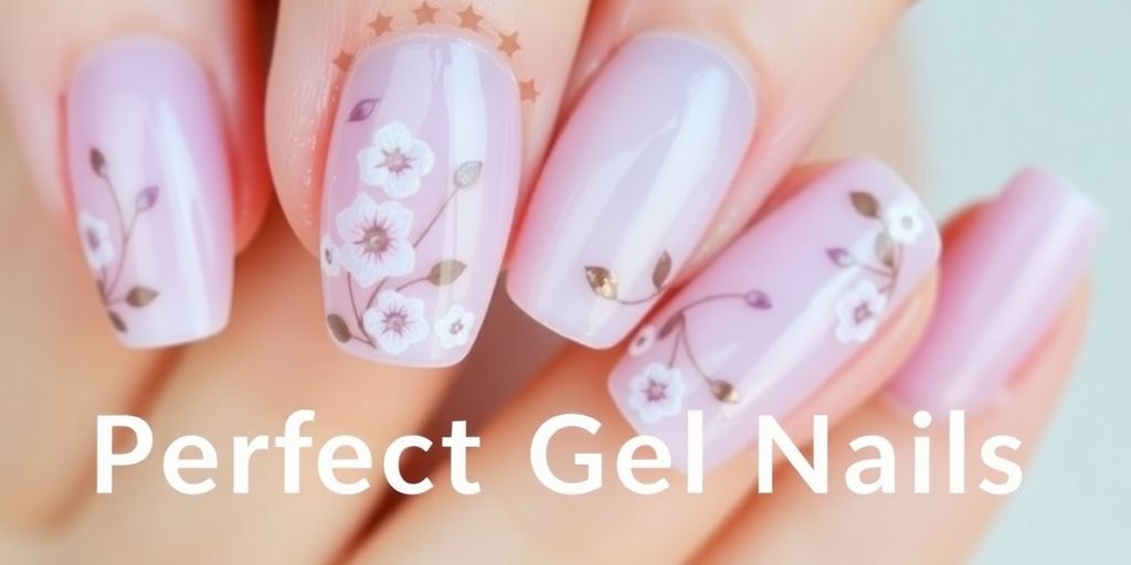 Unhas de gel decoradas com elegância e sofisticação.