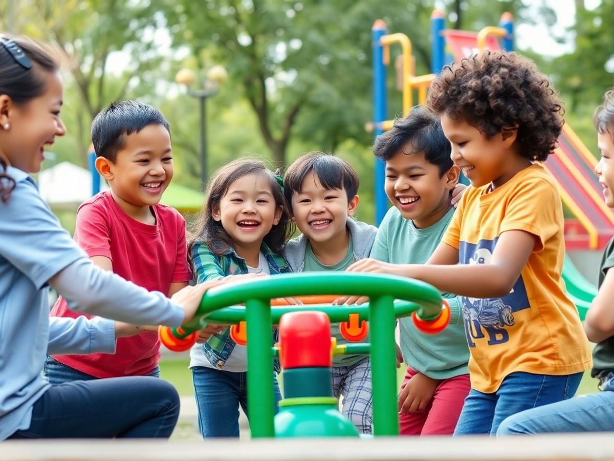 Copii jucându-se împreună, dezvoltând abilități de colaborare.