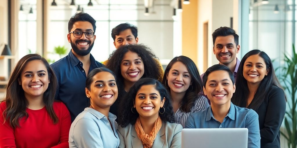 Emprendedores latinos celebrando éxito en Canadá.