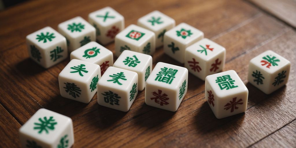 Close-up of Mahjong tiles featuring various animal symbols.