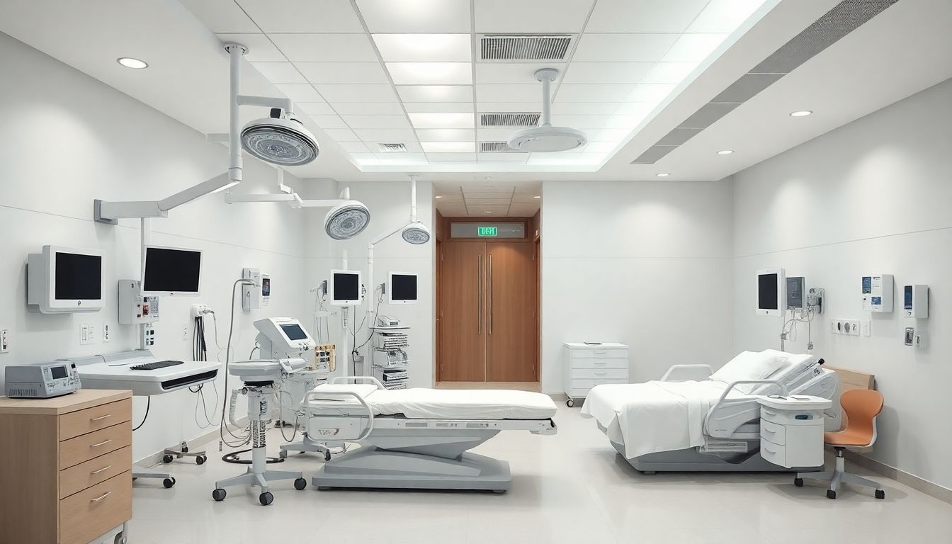 Modern healthcare facility interior with advanced medical equipment.