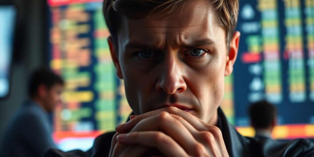 Personne stressée regardant des écrans financiers