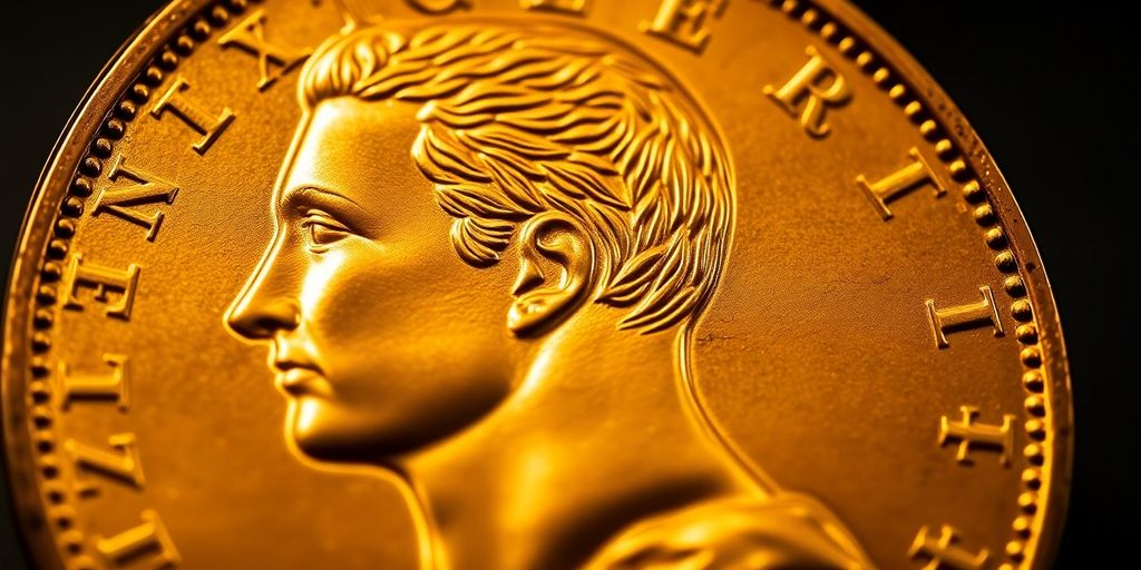Détails de gravures sur une pièce de Napoléon.