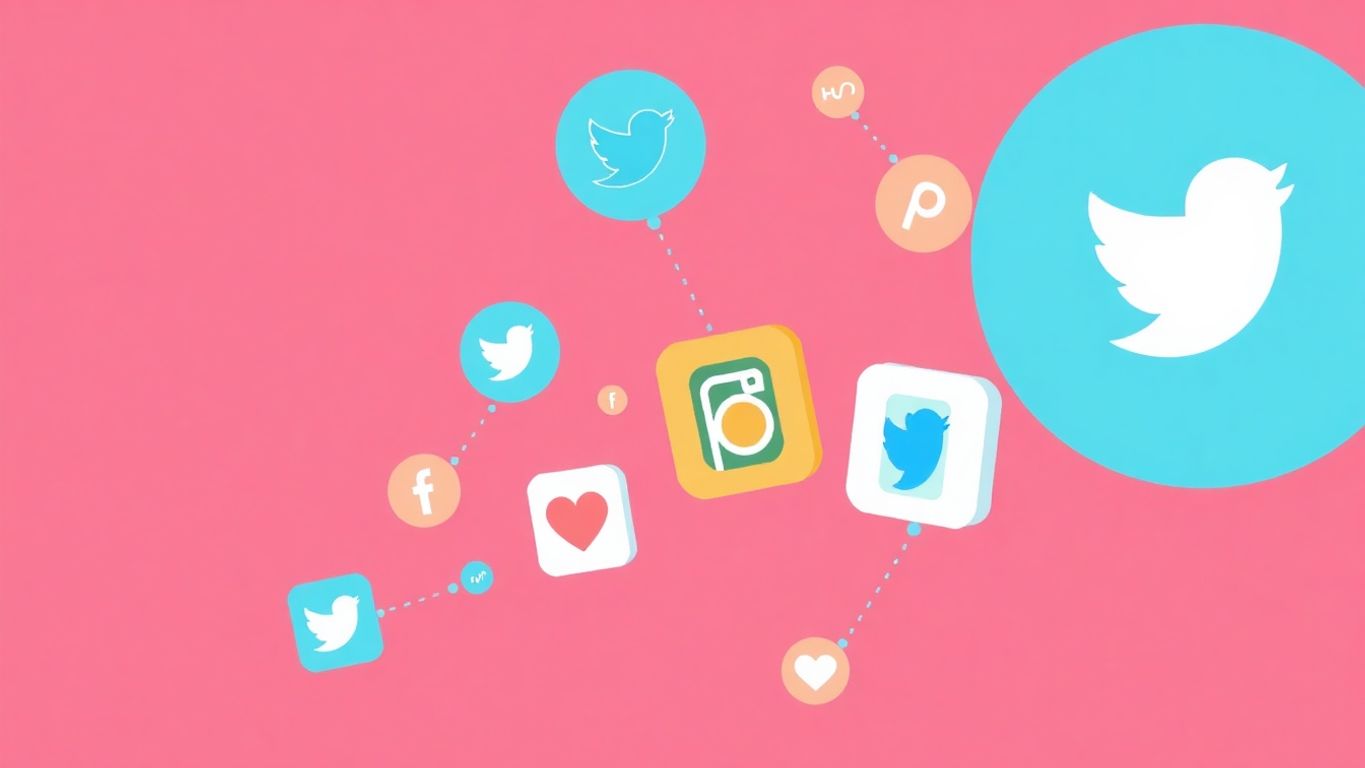 Illustrasjon av sosiale medier ikoner i myke farger.