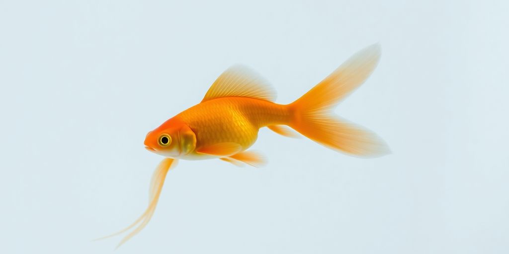 A sleek orange comet goldfish swimming.