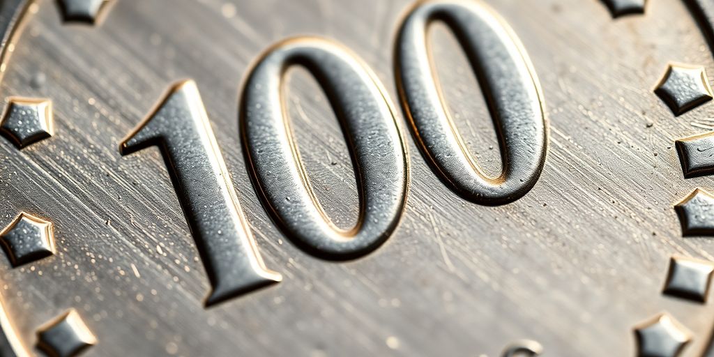 Pièce de 100 francs en argent, brillance éclatante, détails nets.