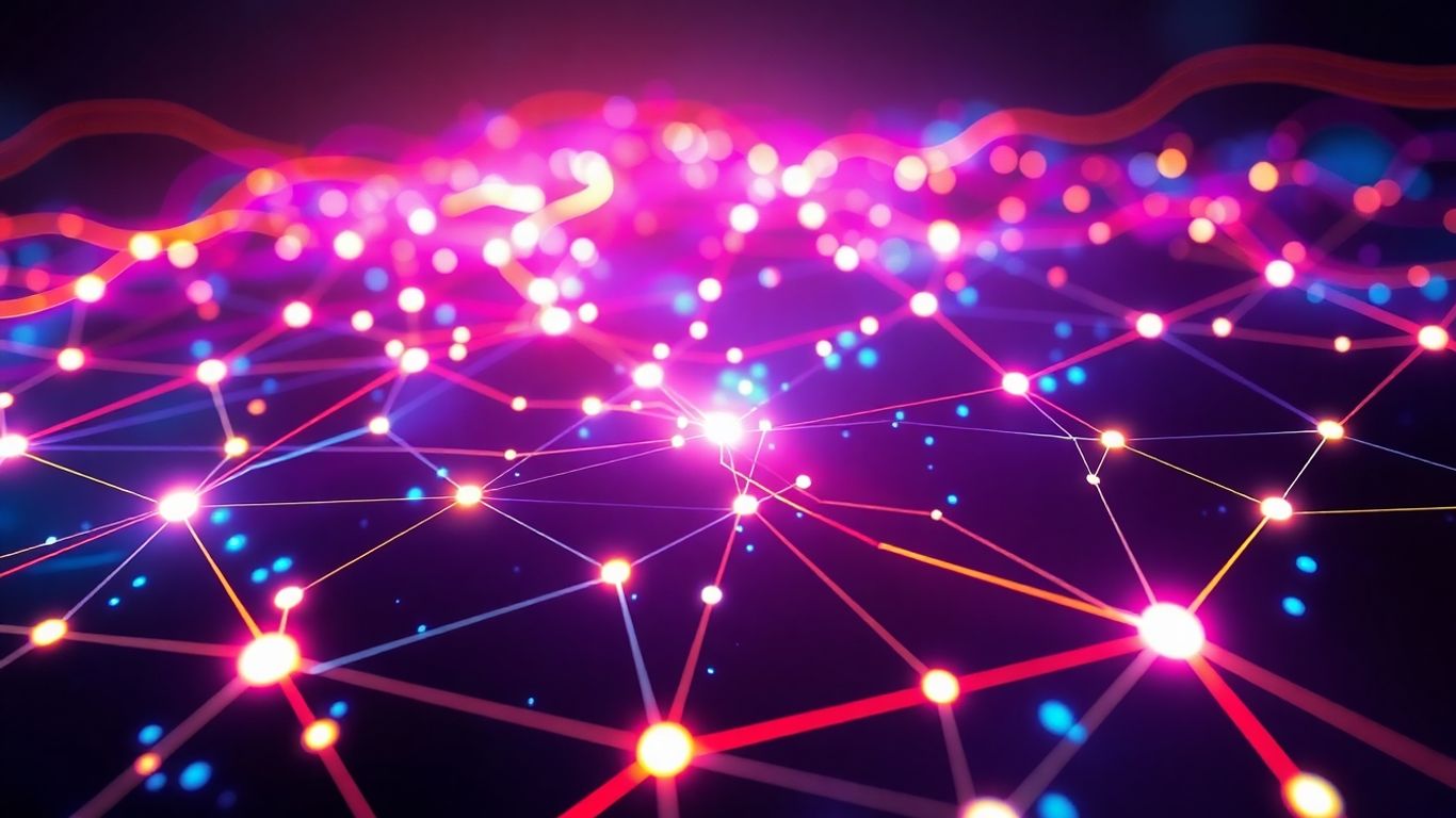 Glowing network nodes and light trails