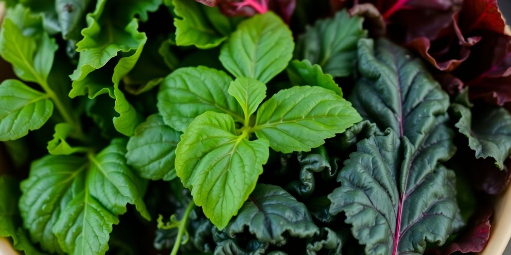 Fresh leafy greens in a bowl.