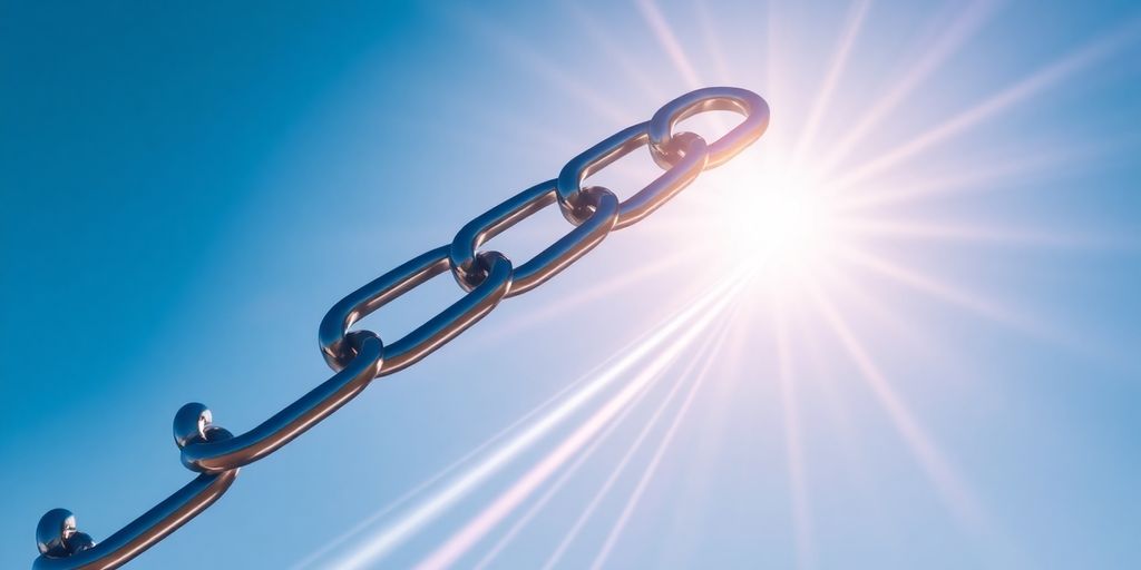 Chainlink logo soaring upwards against a vibrant background.