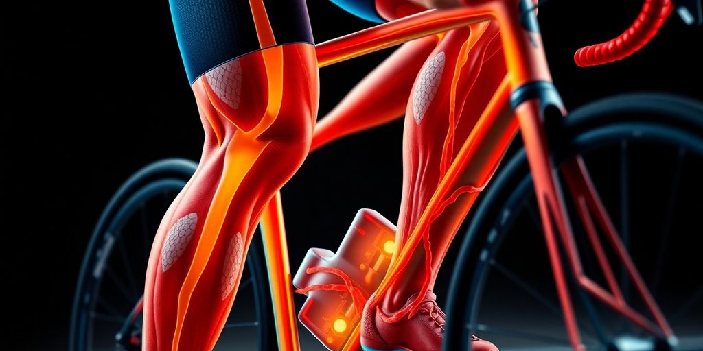 Cyclist's muscles and blood vessels.