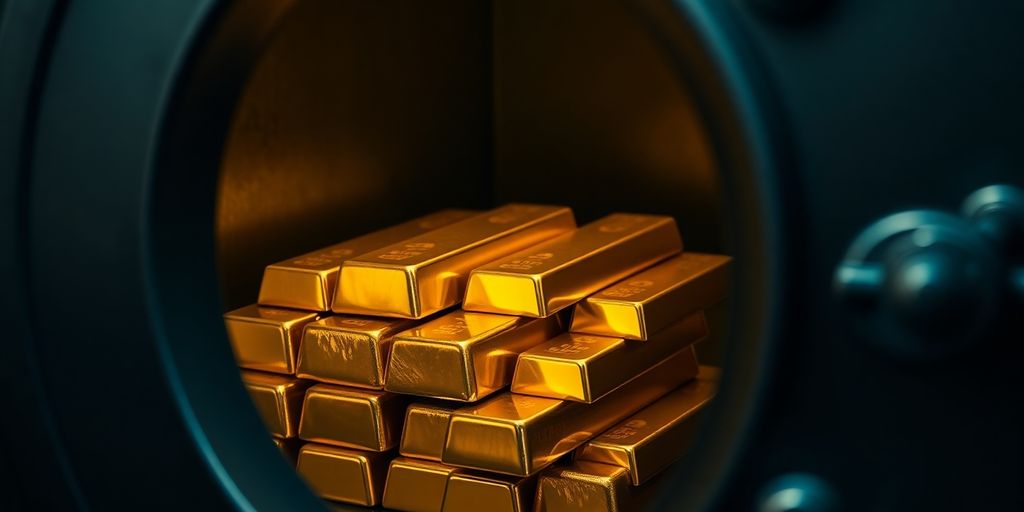 Lingots d'or en chambre forte bancaire