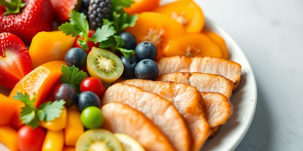 A colorful plate of healthy foods for men's wellness.