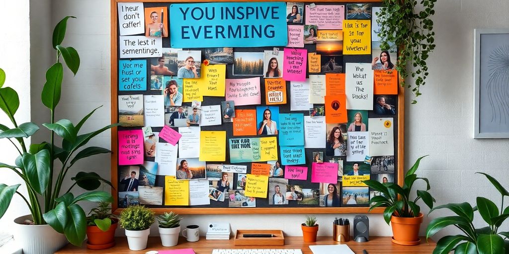 Colorful vision board filled with career inspiration and goals.